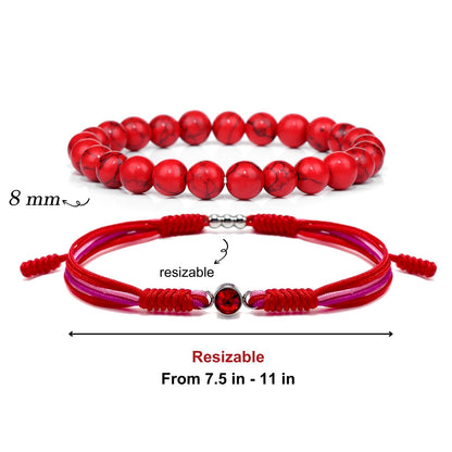 Crgwxzl July Birthstone Bracelets for Women Men,Healing Crystal Protection Stone Red Turquoise Beads Bracelet,String Wrap Zodiac Month Bracelets Birthday Jewelry Gifts