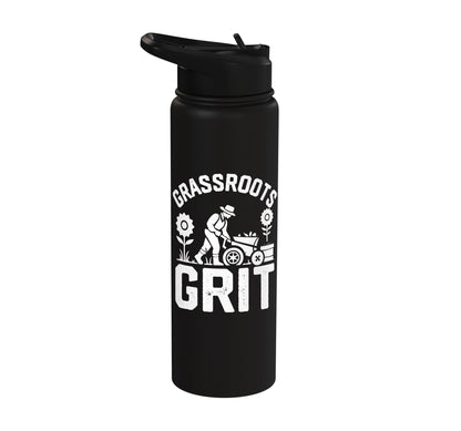 Farming Grassroots Grit Farmer With Wheelbarrow Stainless Steel Insulated Water Bottle