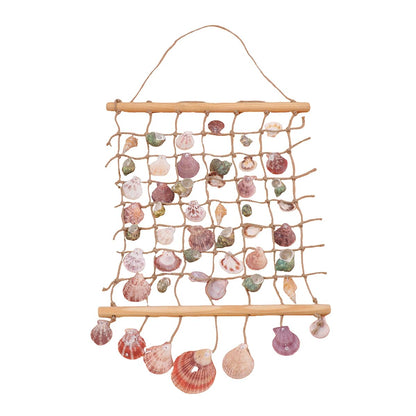 DECHOUS Sea Shell Wall Hanging Decor: Beach Ocean Macrame Wall Hanging Seashell Decor for Home Coastal Beach Themed Room - 20x15 Inch
