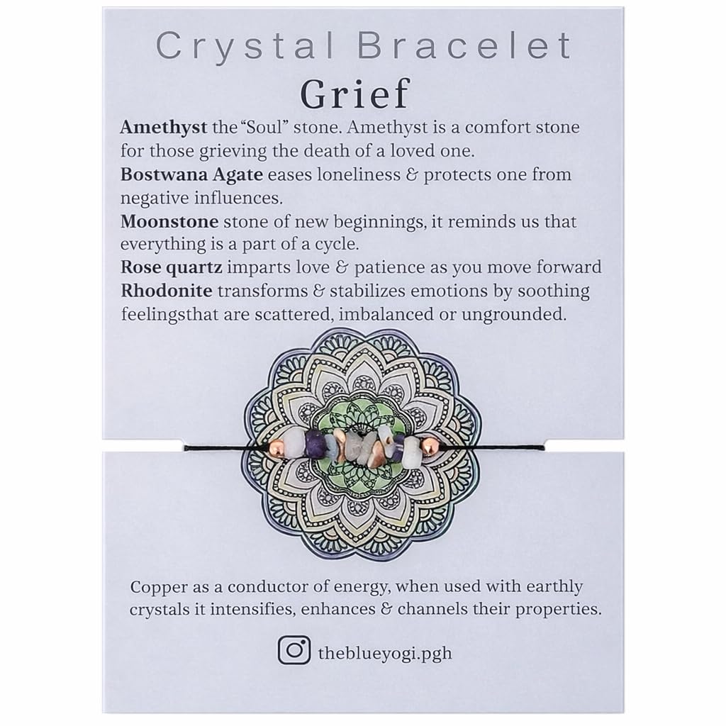 The Blue Yogi Comfort Crystal Bracelet with Natural Gemstones & Copper, Reiki Infused Unisex Wish Band with Adjustable Tie Closure