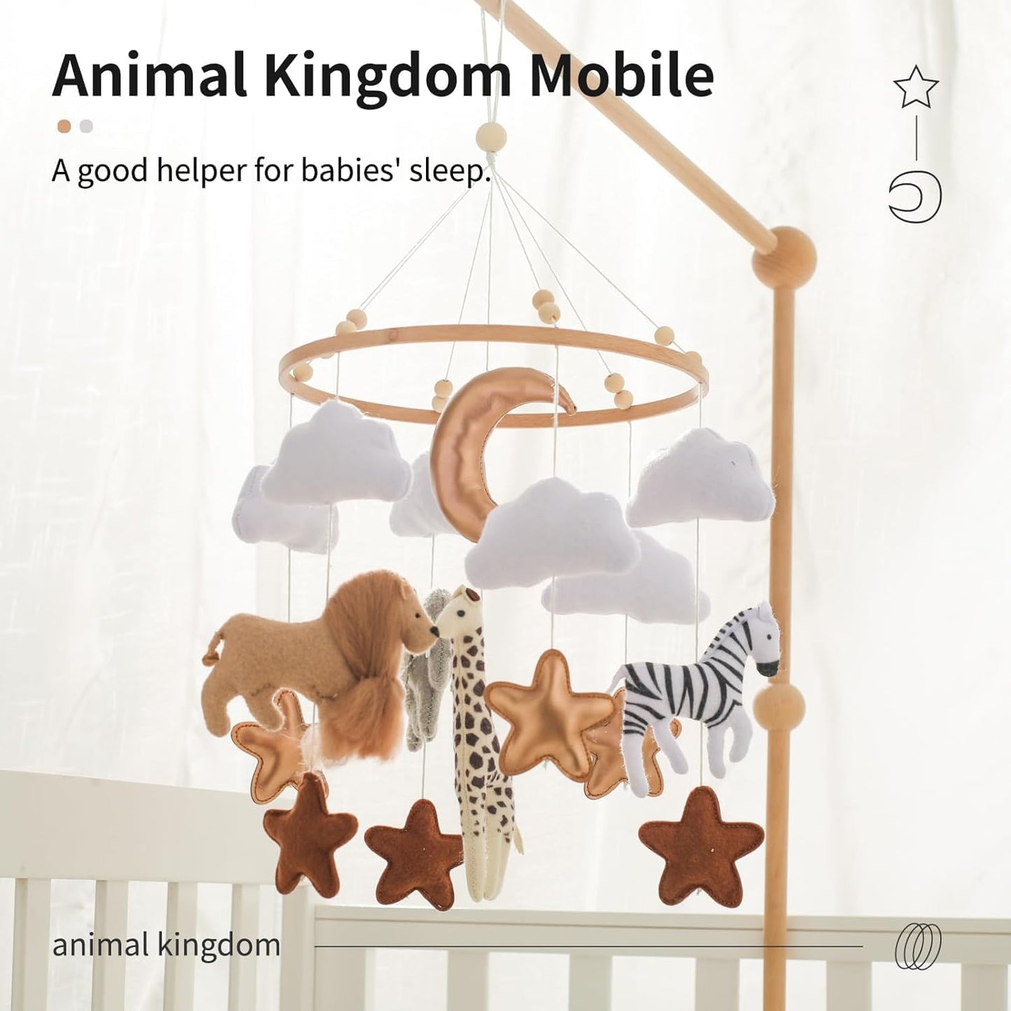 Ikubigu Baby Mobile for Crib, Baby Crib Mobile for Boys Girls, Baby Mobile for Bassinet, Boho Nursery Mobile, Nursery Decor Theme for Infant Bedroom Hanging, Gender Neutral Baby Gift