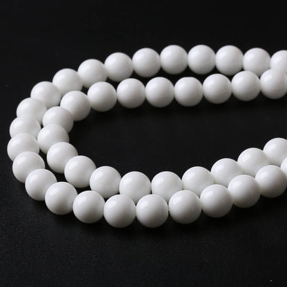 36PCS 10MM Natural White Agate Stone Beads Round Shape Suitable for Jewelry DIY Bracelet 15 Inches