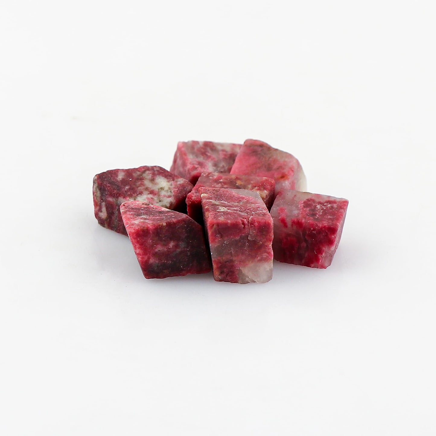CRYSTALINES (50cts) High Grade Natural Raw Thulite Gemstone, Wholesale Rough Loose Stones, DIY Craft Jewelry Making Supplies, Chakra & Healing Crystals, Gem Collection (7 to 8pcs)