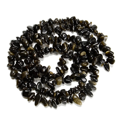 PLTbeads 7-8mm Natural Gold Obsidian Gemstone Chips Beads Healing Crystals Waist Bracelets Necklace Kit Irregular Stone DIY Crafts Design Jewelry Making