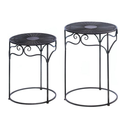 Home Locomotion Umber Wicker Round Nesting Tables