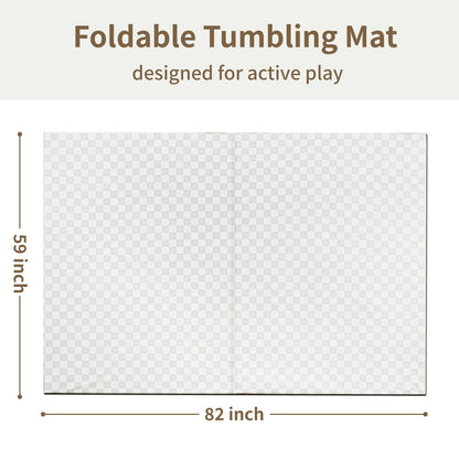 Yumiio Large Vegan Leather Baby Play Mat for Floor,1.3"Thick Foam 59x82 Foldable Waterproof Kids Play Mat,Stylish and Just Wipe-Clean Playmat for Baby Play on Floor (Grey Checker)