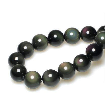 MJDCB Rare Collection Natural Stone Beads Rainbow Obsidian Round Loose Beads for Jewelry Making DIY Bracelet Necklace (10mm)