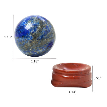 Casaper Natural Lapis Lazuli Ball with Red Jasper Stand, Healing Crystal Sphere for Home Fengshui Yoga Meditation, Reiki Energy Balancing 1.18”(30mm)