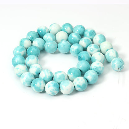 Siomia 45pcs 8mm Natural Blue Rain Flower Gemstone Beads Energy Healing Crystal Round Loose Stone Beads for Jewelry Making, DIY Bracelets Necklaces