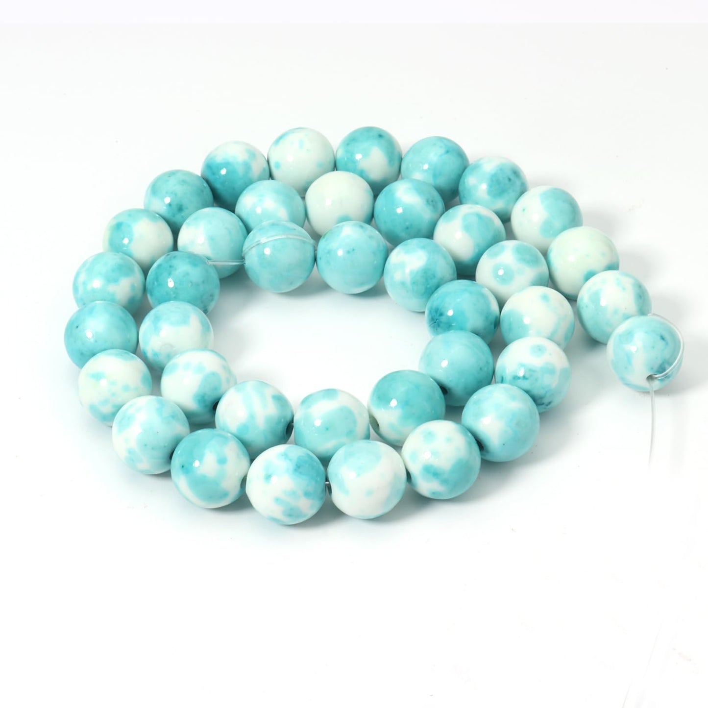 Siomia 60pcs 6mm Natural Blue Rain Flower Gemstone Beads Energy Healing Crystal Round Loose Stone Beads for Jewelry Making, DIY Bracelets Necklaces
