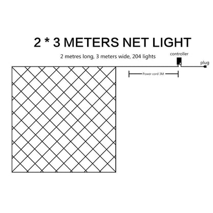 DOCHEER LED Net Mesh String Fairy Lights 204 LEDs, 6.56 Ft x 9.84 Ft,8 Modes, Blue Outdoor Transparency String Lights Waterproof Christmas Decorative Lights for Christmas Tree, Holiday, Party