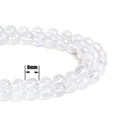 QINJIEJIE 100PCS Clear Crystal Beads 8mm Natural Stone Beads Round Loose Gemstone Bead for Bracelet Beading Crystal Jewelry Making DIY Necklace Earrings 0.32"