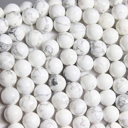 MJDCB AAAA Natural Stone Beads White Howlite Turquoise Round Loose Beads for Jewelry Making 15" (8mm)