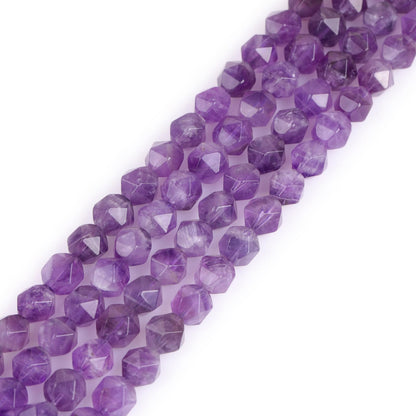 GEM-Inside Natural 8mm Amethyst Gemstone Loose Beads Light Purple Square Faceted Agate Beads Cambay Crystal Energy Stone Power for Jewelry Making 15"