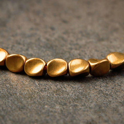 Buddha & Karma Tibetan Copper Beads Bracelet – Handmade Energy Healing for Strength, Balance & Protection – Adjustable Spiritual for Men & Women (GOLD)