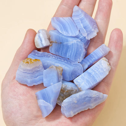 Erliway 1.25-2" Blue Lace Agate Raw Stone and Healing Crystals, Natural Rough Stone for Tumbling, Cabbing, Fountain Rocks, Decoration, Raw Crystal and Healing Stones for Polishing, Wicca & Reiki