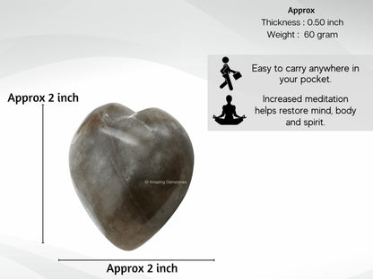 Amazing Gemstone Chrysoberyl Cats Eye Crystal Heart Palm Stone - Pocket Massage Worry Stone for Natural Body Chakra Balancing, Reiki Healing and Crystal Grid