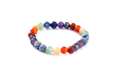 L PEDRA & CRYSTAL 8mm Natural Gemstone Seven Chakra Bracelet | Handmade Beaded Bracelet for Women & Men | Energy Balance & Everyday Wellness Jewelry