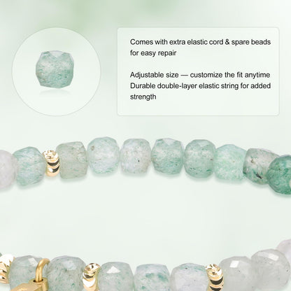 MesoAura Green Strawberry Quartz Crystal Bracelet for Women & Men – Handmade Gemstone Beaded Bracelet, Heart Chakra Stone for Love, Compassion & Creativity – Adjustable Crystal Jewelry Gift (Heart Garden Green Strawberry Quartz Bracelet)