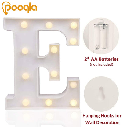 Pooqla LED Marquee Letter Lights Sign, Light Up Alphabet Letter for Home Party Wedding Decoration E