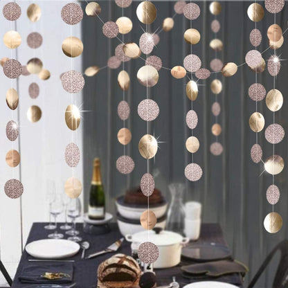 Decor365 Champagne Gold Party Decorations Glitter Gold Birthday Decoration Hanging Circle Garland Streamers Banner Backdrop Christmas New Year Eve NYE Anniversary Graduations Party Decor