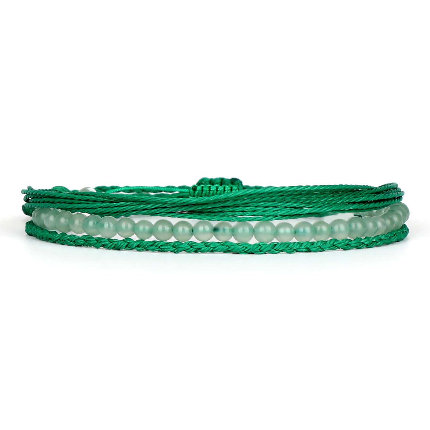 QOGIR Handmade Healing Stones Bracelet,4mm Natural Green Aventurine Gemstone Beads Bracelet,for Men Women Gifts with 2PCS Size Adjustable Rope Bracelets