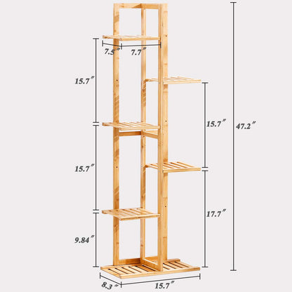 Bamboo 6 Tier 7 Potted Plant Stand Rack Multiple Flower Pot Holder Shelf Indoor Outdoor Planter Display Shelving Unit for Patio Garden Corner Balcony Living Room