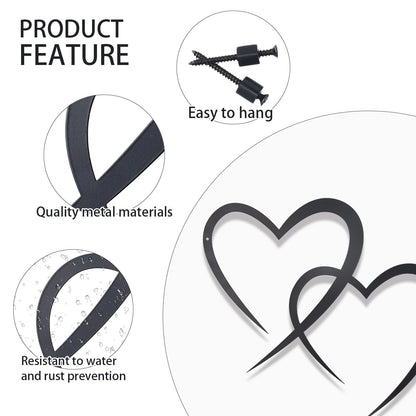 OYEFLY Infinity Heart Metal Wall Decor,Infinity Heart Wall Decor for Room Living,Wedding Decor (Black, style3 11.4 x 10.7in)