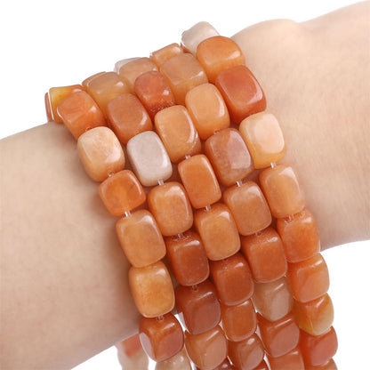 BEADIA Natural Red Aventurine Cuboid Stone Loose Semi Gemstone Beads for Jewelry Making 8mmx12mm 38cm/Strand