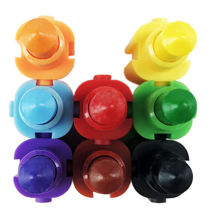 Huji Stacking Buildable 8 Colors Crayons Set, Connect Stack and Build Sideways and Up, Favorite Toys Kids Children Party Favors School Supplies Safe Non-Toxic, Easy to Hold (24)