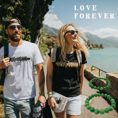 Green Jade Bracelets for Couples | 8mm & 10mm Beads Natural Chakra Crystal Jewelry for Meditation | Love and, Come with Box & Beading Tool
