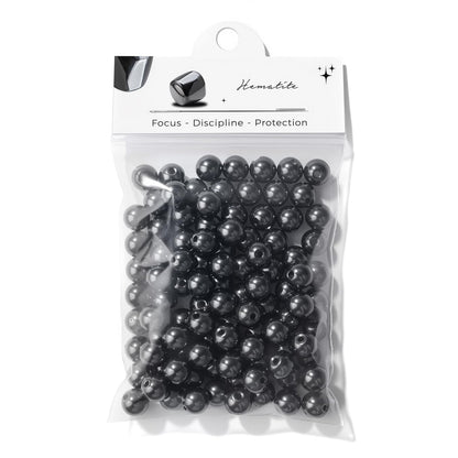 Raicegs 100pcs 8mm Hematite Beads Natural Gemstone Beads Round Loose Beads for Jewelry Making DIY Bracelets Necklace