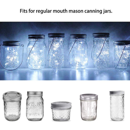 SunKite Solar Mason Jar Lid String Lights, 6 Pack 15 Led String Fairy Star Firefly Jar Lids Lights (Jars Not Included), for Mason Jar Patio Garden Wedding Lantern Table Decoration (Cool White)