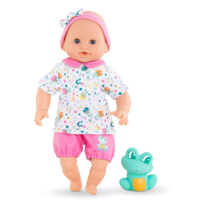 Corolle Bébé Bath Oceane 12” Girl Baby Doll with Rubber Frog Toy, Safe for Water Play in The Bathtub or Pool, Soft Body with Vanilla Scent, for Kids Ages 18 Months and up
