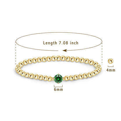 Free bird Gold Birthstone Bracelets for Women May Birthstone Jewelry Birthday Gifts for Women Dainty Gold Beaded Bracelet Gifts for Mom Wife Emerald Green Bracelet Graduation Gifts