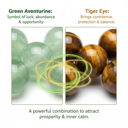 Money Bracelets for Women, Green Aventurine and Tiger Eye Crystal Bracelet, 8MM Beaded Jewelry for Wealth, Protection, and Good Luck, Healing Energy Bracelet, Calming Gift for Mom or Friend (1PCS)