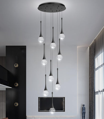 cenozo 9 Light Modern Glam Crystal Chandelier for High Ceiling LED Dimmable Ceiling Pendant Light Staircase Foyer Enterway Living Room Chandelier Lighting Antique Black