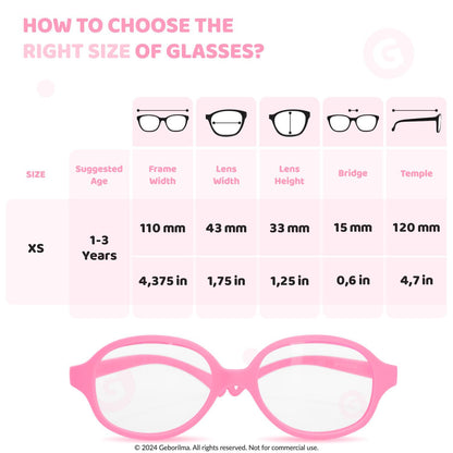 Geborilma Unbreakable Eyeglasses for Kids Flexible Glasses - XS Toddler Glasses Frames 1-3 - Baby Eyeglass Frames 43-15-128
