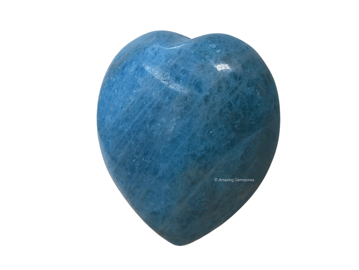 Blue Apatite Crystal Heart Palm Stone - Pocket Massage Worry Stone for Natural Body Chakra Balancing, Reiki Healing and Crystal Grid