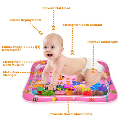 ZMLM Baby Tummy Time Water Mat for Babies: Baby Toys Gifts for Newborn Infant 3 6 9 12 Month Boy Girl Inflatable Activity Playmat Sensory Mat Toddler Belly Time Pat (Pink)