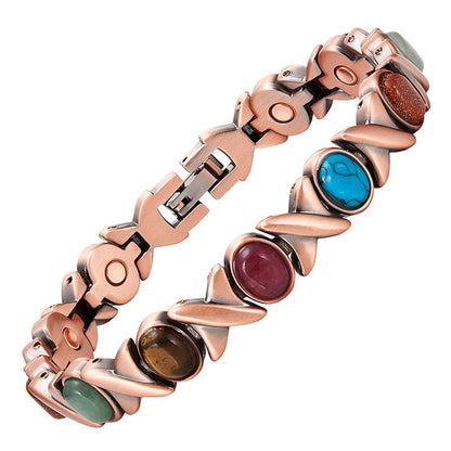EnerMagiX Copper Bracelets for Women, 7.28-8.46inch Colorful Turquoise Adjustable Bracelets with Magnets,Mother's Day Jewelry Gifts