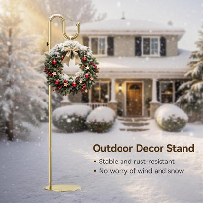 SIECCY 76" Outdoor Plant Stand & Wind Chime Hanger with Heavy Duty Base, Shepherds Hook for Bird Feeder, Adjustable Height for Patio, Garden & Indoor Use