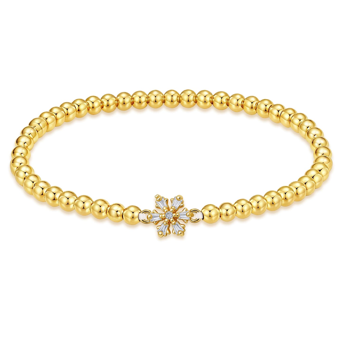 HZDK Beaded Bracelets for Women - 14K Gold Plated Dainty Beaded Bracelets for Women Stackable Charm Bracelet Trend Jewelry Stretch Bead Bracelet Gifts