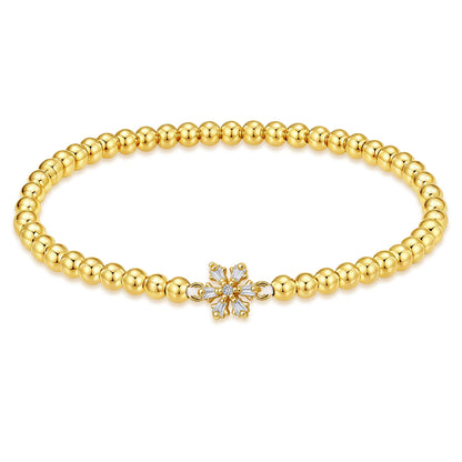 HZDK Beaded Bracelets for Women - 14K Gold Plated Dainty Beaded Bracelets for Women Stackable Charm Bracelet Trend Jewelry Stretch Bead Bracelet Gifts