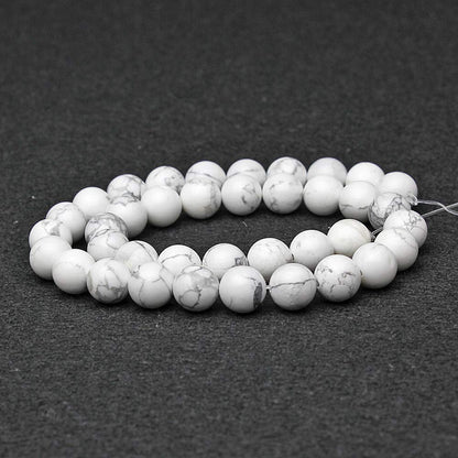 MJDCB AAAA Natural Stone Beads White Howlite Turquoise Round Loose Beads for Jewelry Making 15" (8mm)