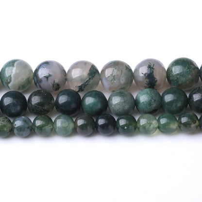 45PCS 8MM Natural Moss Agate Stone Beads Energy Healing Beads for DIY Jewelry Bracelet Necklace Making for Jewelry Making15Inch