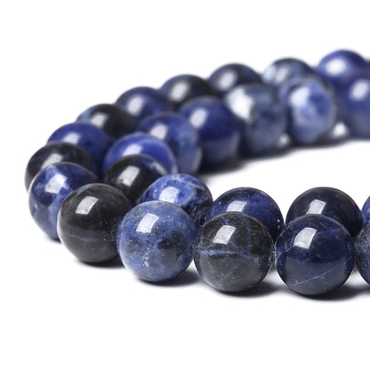 Natural Dark Blue Sodalite Stone Beads Round Loose Spacer Beads for Jewelry Making DIY Bracelet Assortments 90Pcs 4mm 1 Strand (4mm, Natural Blue Sodalite)