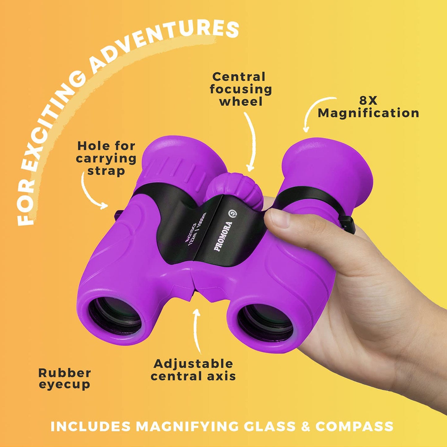 Binoculars for Kids – Perfect Toy for Little Boys and Girls – Extensive Set Incl. Magnifying Glass & Compass – Powerful Magnification 8X21 – 3 to 12 Year Old Kids for Toddler