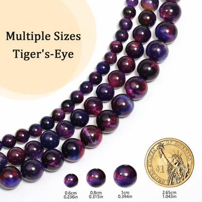 Yochus Natural Tiger Eye Beads, 60Pcs 6MM Onyx Agate Color Enhance Round Loose Beads Bulk, DIY Charm Smooth Gemstone Beads for Jewelry Making(4mm 8mm 10mm 12mm Beads)