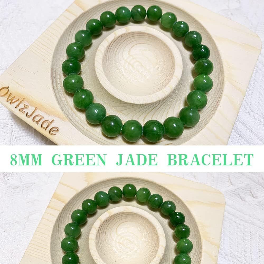 Green Jade Bracelets for Couples | 8mm & 10mm Beads Natural Chakra Crystal Jewelry for Meditation | Love and, Come with Box & Beading Tool